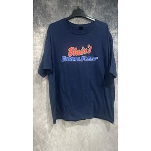Blains Farm & Fleet Hanes Beefy-T Navy Blue Graphic T-Shirt XL